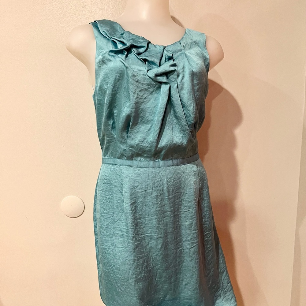 NWT Ann Taylor Loft Teal Dress US Size 8 Sleeveless Green Blue Medium